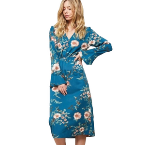 NWT Floral Boho Midi Dress Long Sleeved